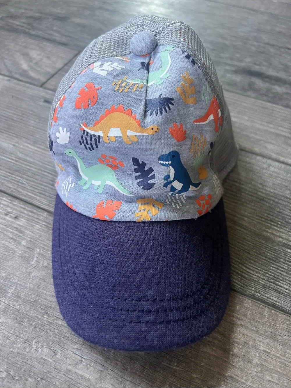 Target Kids Dinosaur Print Baseball Hat in Gray and Navy